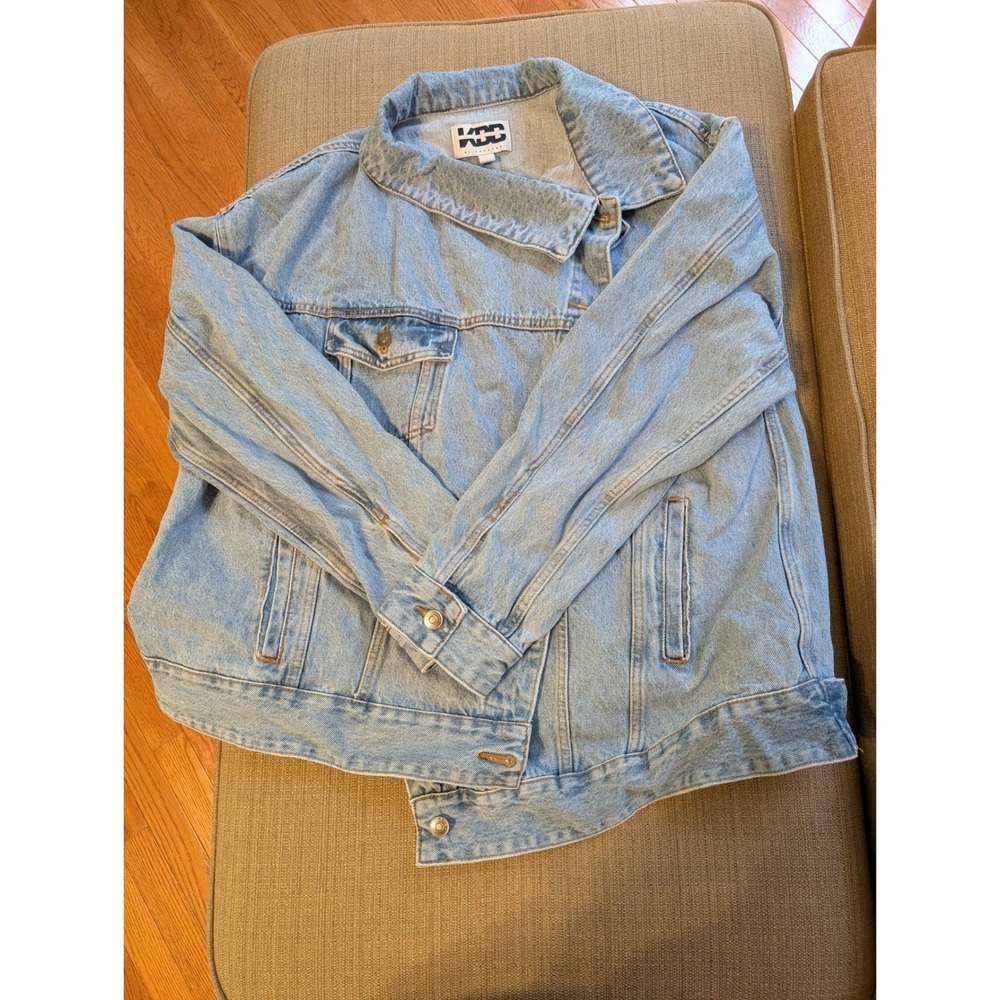 KBB Kahlana Barfield Brown Target Asymmetrical Denim Jacket Medium (MSRP $50) - Picture 2 of 4